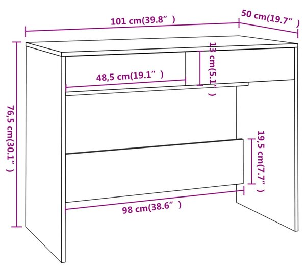Radni stol boja hrasta sonome 101x50x76 5 cm konstruirano drvo - sonoma hrast Sonoma hrast