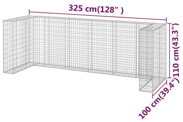 Gabionski zid za kante od pocinčanog čelika 325 x 100 x 110 cm - 325 x 100 x 110 cm 1 325 x 100 x 110 cm