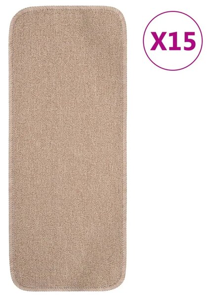 Protuklizni otirači za stepenice 15 kom 60x25 cm bež pravokutni - Bež 60 x 25 cm 15 Bež
