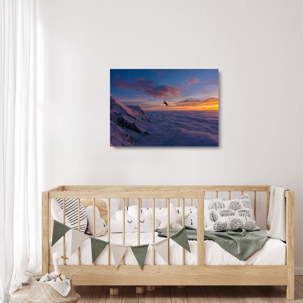 Staklena slika za zalaska sunca, Mt. Blanc (70x50 cm)