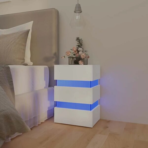 LED noćni ormarić bijeli 45 x 35 x 67 od konstruiranog drva - Bijela 1 Bijela