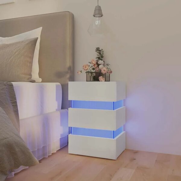 LED noćni ormarić bijeli 45 x 35 x 67 od konstruiranog drva - Bijela 1 Bijela