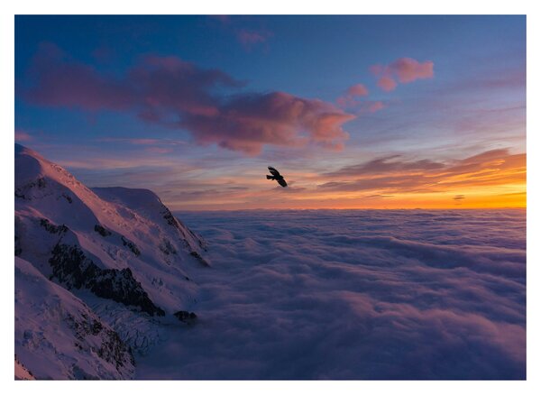 Staklena slika za zalaska sunca, Mt. Blanc (70x50 cm)