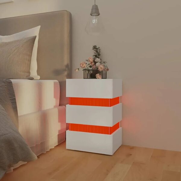 LED noćni ormarić bijeli 45 x 35 x 67 od konstruiranog drva - Bijela 1 Bijela