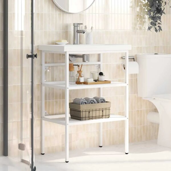 Okvir za kupaonski Lavabo - Umivaonik bijeli 59 x 38 x 83 cm željezni - Bijela 59 x 38 x 83 cm 1 Bijela