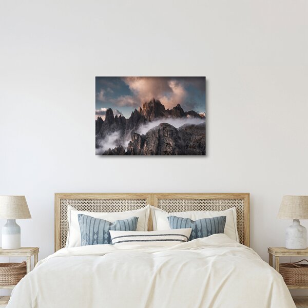 Staklena slika - Talijanski Dolomiti skriveni u magli (70x50 cm)