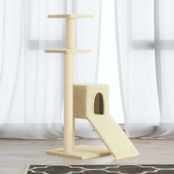 Penjalica za mačke - Kuća za mačke - Grebalica sa stupovima za grebanje krem 92 cm - Krema Krema