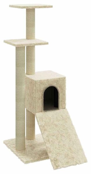 Penjalica za mačke - Kuća za mačke - Grebalica sa stupovima za grebanje krem 92 cm - Krema Krema