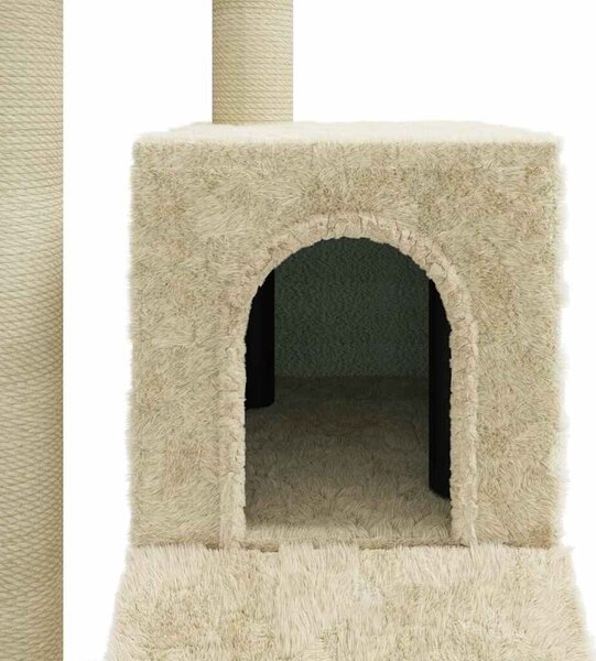 Penjalica za mačke - Kuća za mačke - Grebalica sa stupovima za grebanje krem 92 cm - Krema Krema