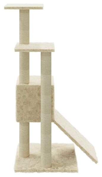 Penjalica za mačke - Kuća za mačke - Grebalica sa stupovima za grebanje krem 92 cm - Krema Krema