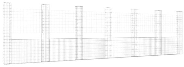 Gabion - Gabion ograde - Gabionska košara U-oblika sa 7 stupova 740x20x200 cm željezna - 740 x 20 x 200 cm 1 740 x 20 x 200 cm