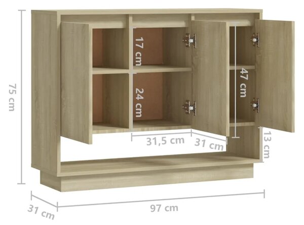 Komoda boja hrasta sonome 97 x 31 x 75 cm od konstruiranog drva - sonoma hrast 1 Sonoma hrast