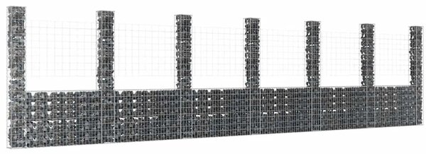 Gabion - Gabion ograde - Gabionska košara U-oblika sa 7 stupova 740x20x200 cm željezna - 740 x 20 x 200 cm 1 740 x 20 x 200 cm