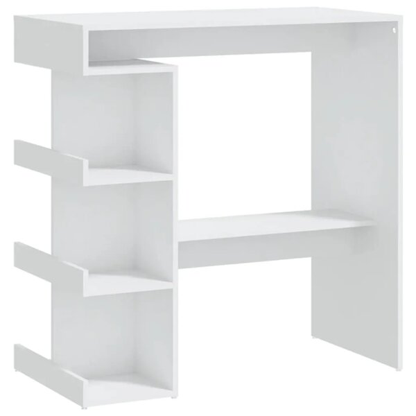 Barski stol sa stalkom za pohranu bijeli 100x50x101 5 cm drveni - Bijela 1 Bijela