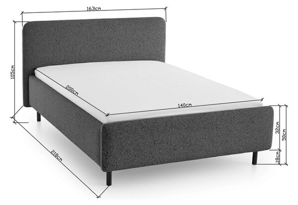 Bež tapecirani bračni krevet s prostorom za odlaganje s podnicom 140x200 cm Primo – Meise Möbel