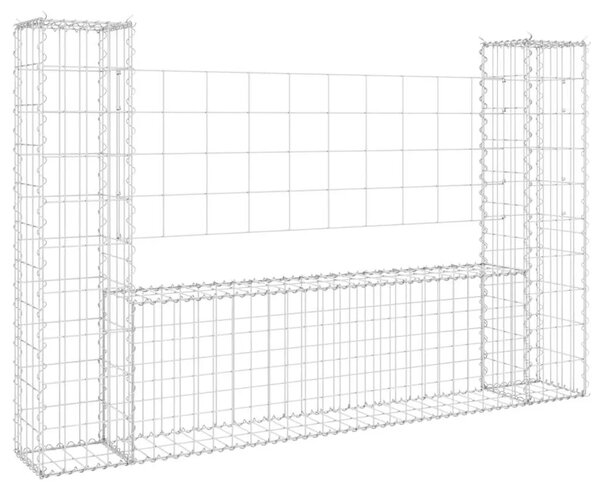 Gabion - Gabion ograde - Gabionska košara U-oblika s 2 stupa 140 x 20 x 100 cm željezna - 140 x 20 x 100 cm 1 140 x 20 x 100 cm