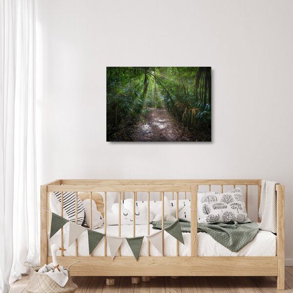 Staklena slika - Sunčeve zrake u džungli (70x50 cm)