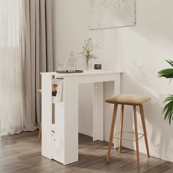 Barski stol s policom bijeli 102x50x103 5 cm konstruirano drvo - Bijela 1 Bijela