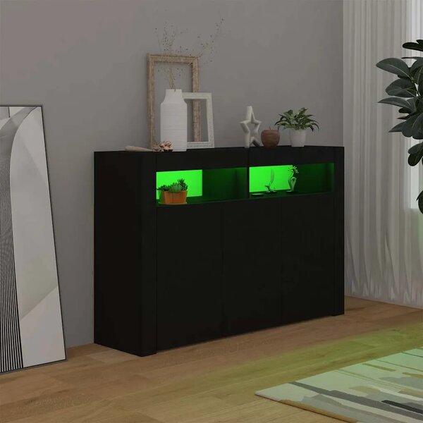Komoda s LED svjetlima crna 115 5 x 30 x 75 cm - Crna 115.5 x 30 x 75 cm 1 Crna