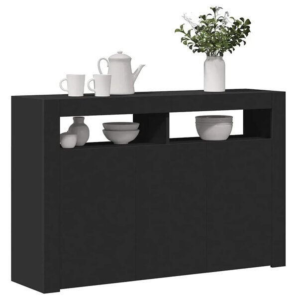 Komoda s LED svjetlima crna 115 5 x 30 x 75 cm - Crna 115.5 x 30 x 75 cm 1 Crna