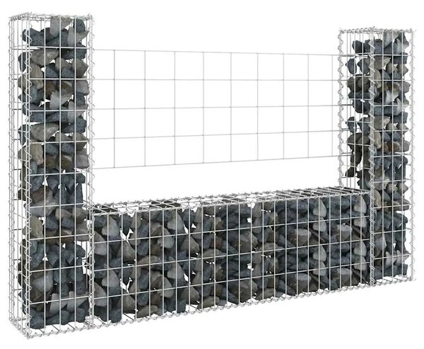 Gabion - Gabion ograde - Gabionska košara U-oblika s 2 stupa 140 x 20 x 100 cm željezna - 140 x 20 x 100 cm 1 140 x 20 x 100 cm