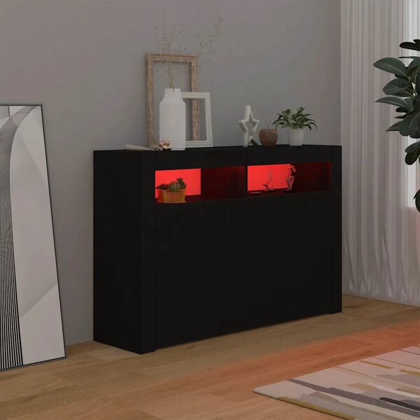 Komoda s LED svjetlima crna 115 5 x 30 x 75 cm - Crna 115.5 x 30 x 75 cm 1 Crna