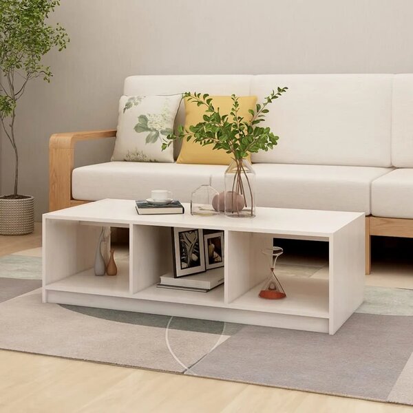 Stolić za kavu bijeli 110 x 50 x 34 cm od masivne borovine - Bijela 1 Bijela