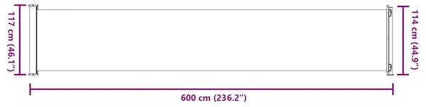 Uvlačiva bočna tenda za terasu 117 x 614 cm krem - Krema 117 x 600 cm 1 Krema