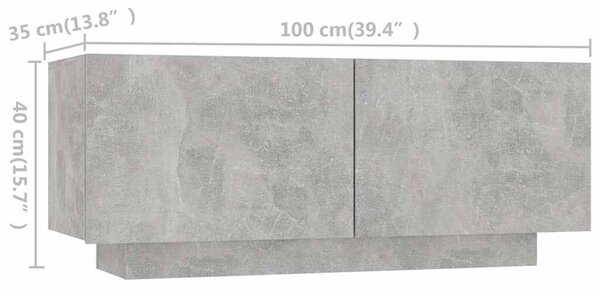 TV ormarić s LED svjetlima siva boja betona 200 x 35 x 40 cm - Beton siva 1 Beton siva