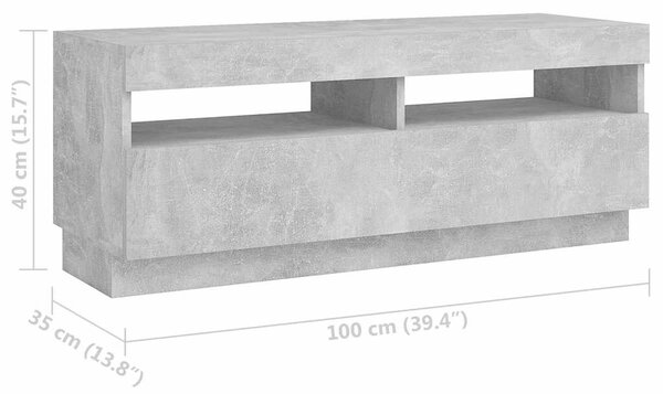 TV ormarić s LED svjetlima siva boja betona 200 x 35 x 40 cm - Beton siva 1 Beton siva