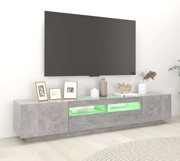 TV ormarić s LED svjetlima siva boja betona 200 x 35 x 40 cm - Beton siva 1 Beton siva