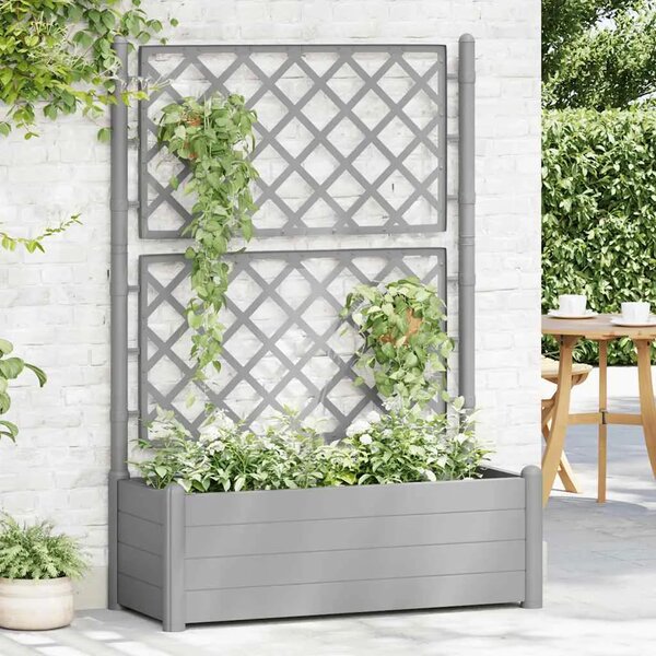 Vrtna sadilica s rešetkom 100 x 43 x 142 cm PP siva boja kamena - Siva 100 x 43 x 142 cm 1 Siva
