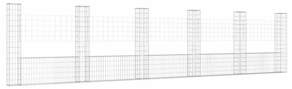 Gabion - Gabion ograde - Gabionska košara U-oblika sa 6 stupova 620x20x150 cm željezna - 620 x 20 x 150 cm 1 620 x 20 x 150 cm