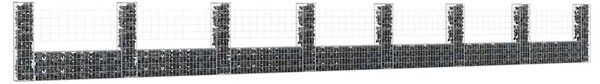 Gabion - Gabion ograde - Gabionska košara U-oblika s 8 stupova 860x20x100 cm željezna - 860 x 20 x 100 cm 1 860 x 20 x 100 cm