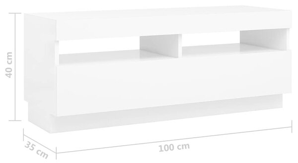 TV ormarić s LED svjetlima bijeli 300 x 35 x 40 cm - Bijela 1 Bijela