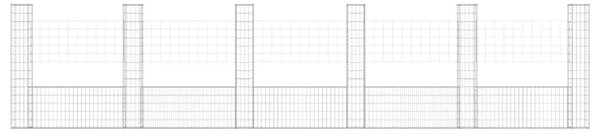 Gabion - Gabion ograde - Gabionska košara U-oblika sa 6 stupova 620x20x150 cm željezna - 620 x 20 x 150 cm 1 620 x 20 x 150 cm