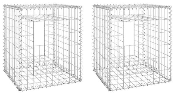 Gabionske stupne košare 2 kom 50 x 50 x 60 cm željezne - 50 x 50 x 60 cm 2 50 x 50 x 60 cm 2