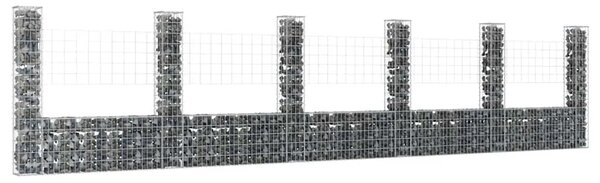 Gabion - Gabion ograde - Gabionska košara U-oblika sa 6 stupova 620x20x150 cm željezna - 620 x 20 x 150 cm 1 620 x 20 x 150 cm