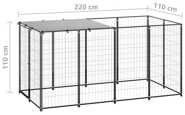 Kavez za pse crni 2 42 m² čelični - Crna 220 x 110 x 110 cm 1 Crna