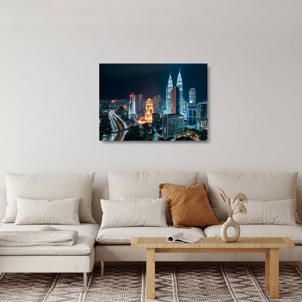 Staklena slika - Noć u Kuala Lumpuru (70x50 cm)