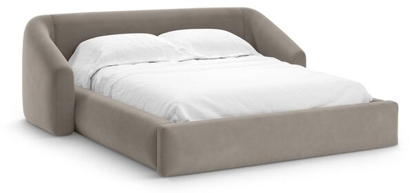 Svjetlo smeđi tapecirani bračni krevet s prostorom za odlaganje s podnicom 180x200 cm Campi – Cosmopolitan Design