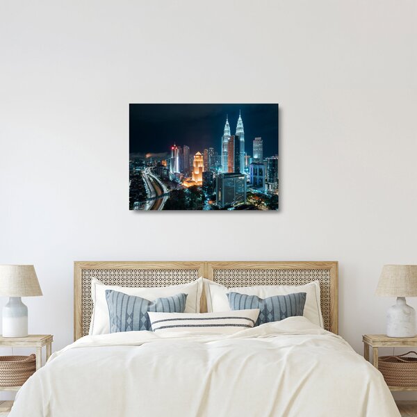 Staklena slika - Noć u Kuala Lumpuru (70x50 cm)
