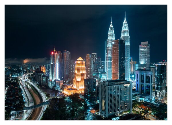 Staklena slika - Noć u Kuala Lumpuru (70x50 cm)