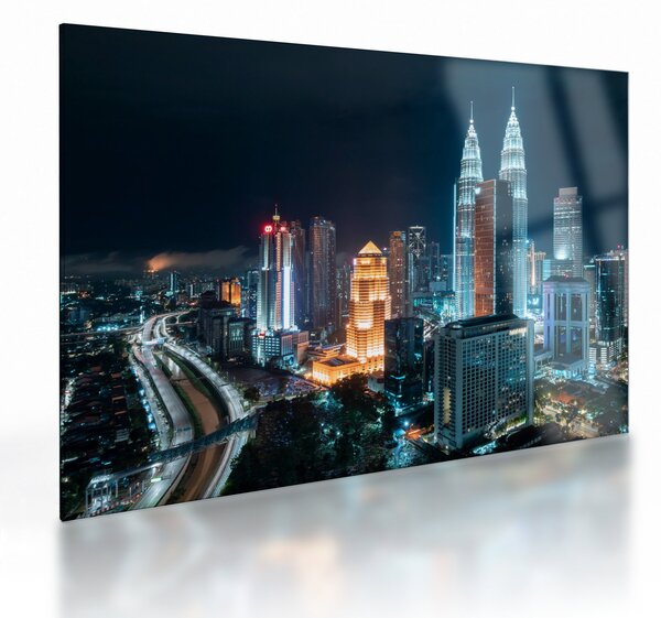 Staklena slika - Noć u Kuala Lumpuru (70x50 cm)