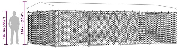 Vanjski kavez za pse s krovom 7 6 x 3 8 x 2 3 m - 1 Da Da