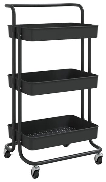 Kuhinjska kolica s 3 razine crna 42x35x85 cm željezo i ABS - Crna Crna