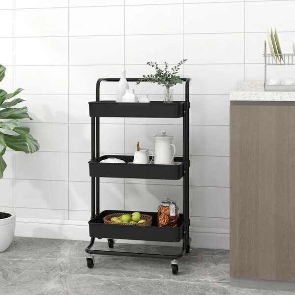 Kuhinjska kolica s 3 razine crna 42x35x85 cm željezo i ABS - Crna Crna