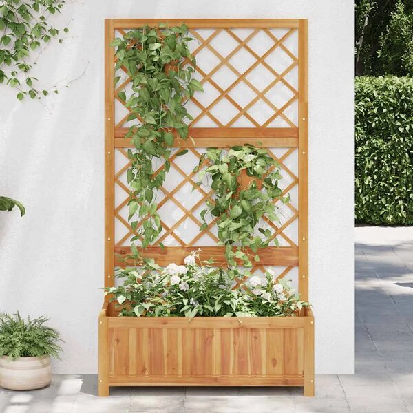 Povišena gredica s rešetkom 85x38x150 cm masivno bagremovo drvo