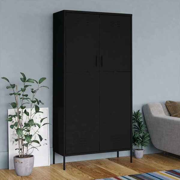 Ormar crni 90 x 50 x 180 cm čelični - Crna 1 1 Crna