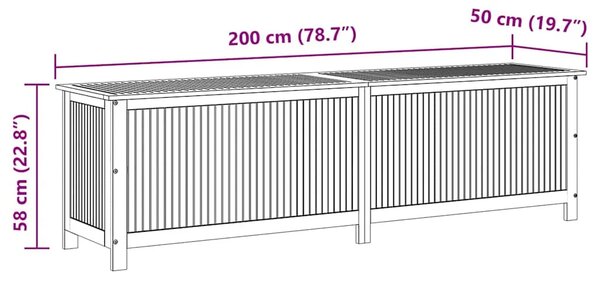 Vrtna kutija za pohranu 200 x 50 x 58 cm masivno bagremovo drvo - 200 x 50 x 58 cm 200 x 50 x 58 cm